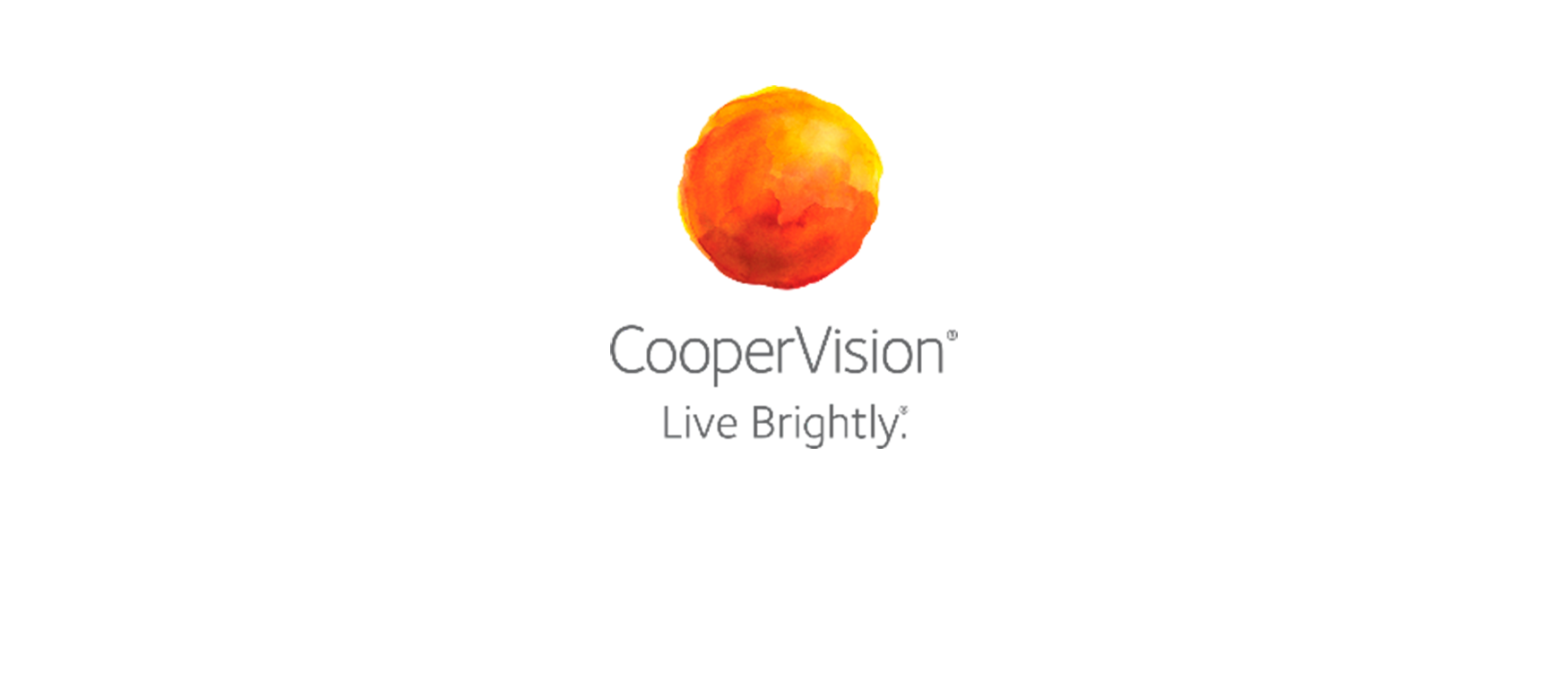 CooperVision logo with an orange watercolor orb and the slogan 'Live Brightly.'