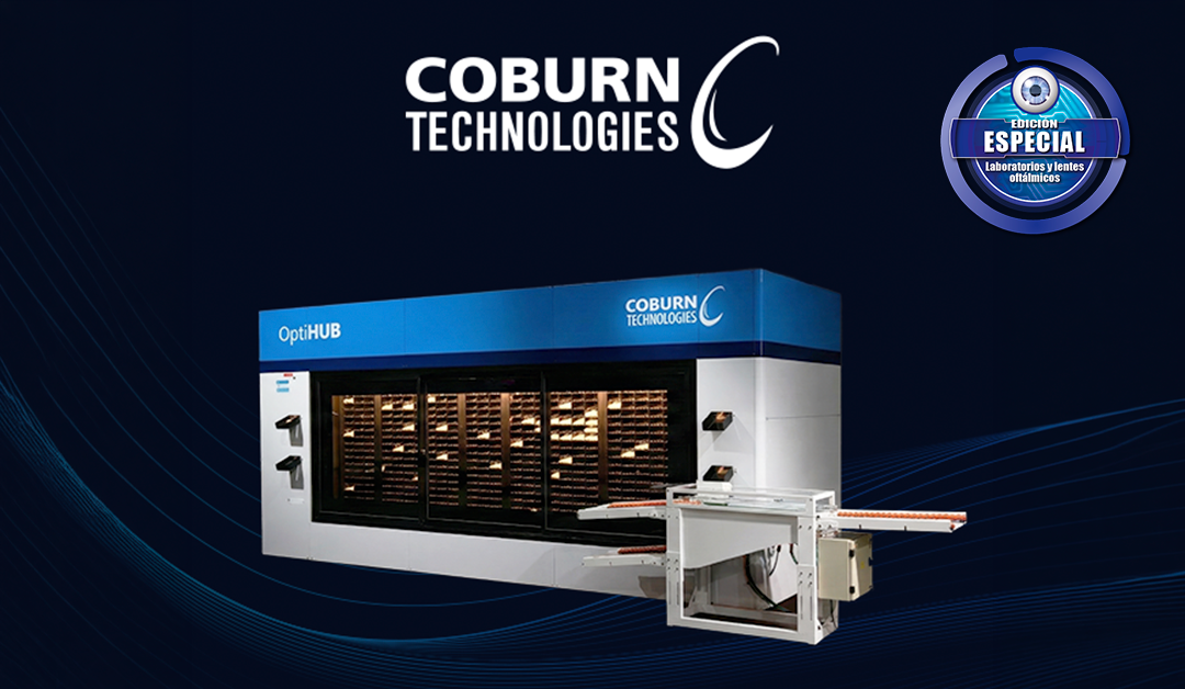Coburn Technologies OptiHUB machine on a dark blue backdrop with an 'Edición Especial' badge in the corner.